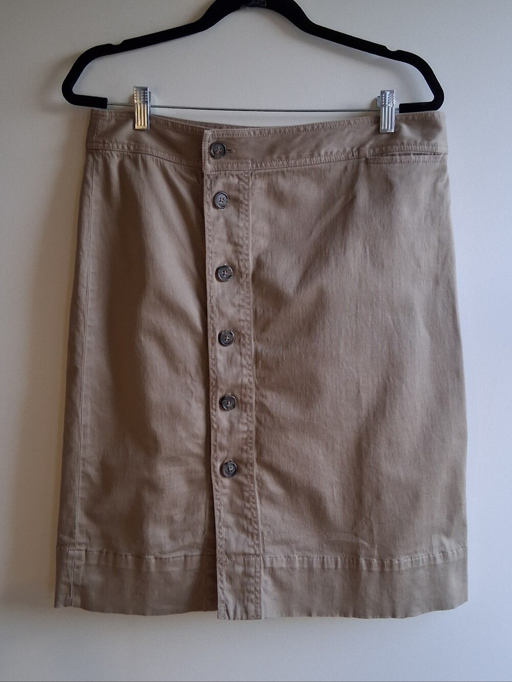 J Crew Khaki Cotton Knee Skirt Buttonup